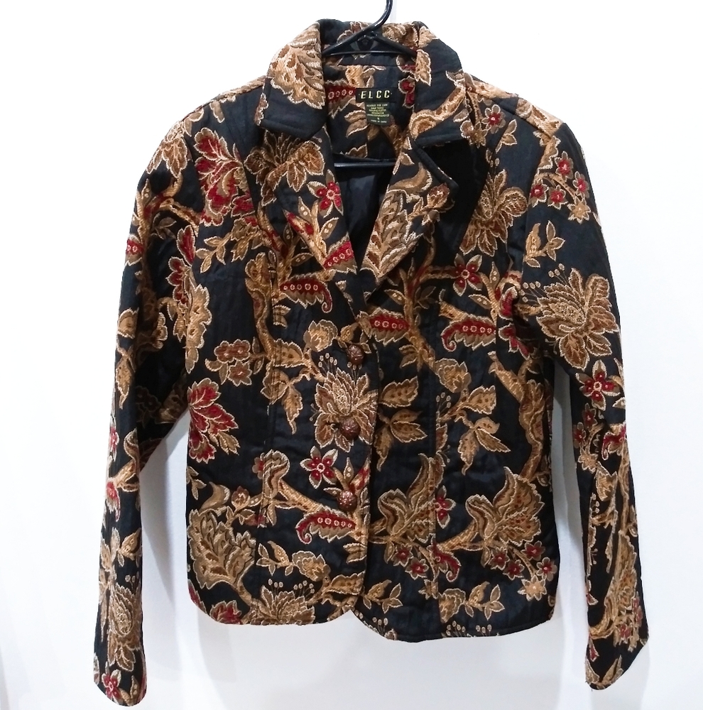 Vintage Floral Embroidered Blazer